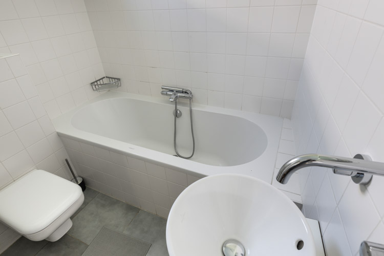 vakantiehuis de Zee de Zee badkamer met bad wastafel en toilet