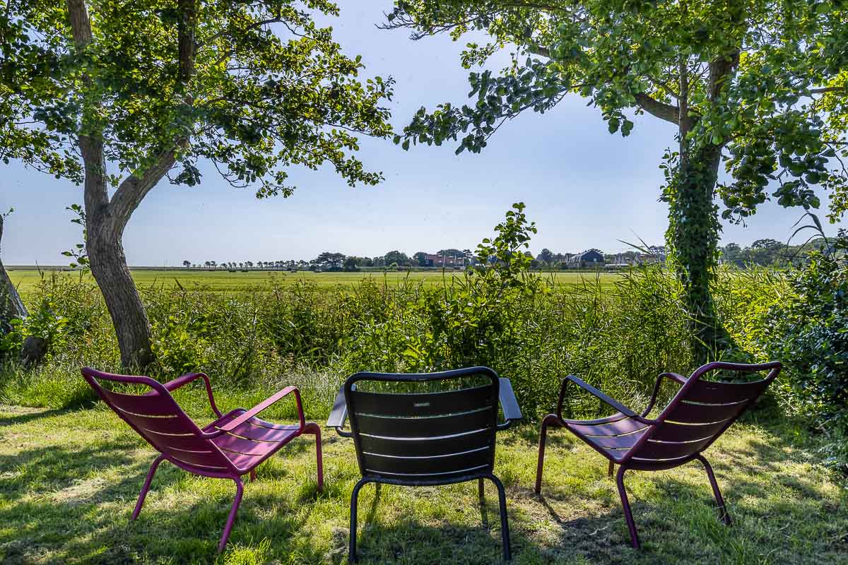  Tuin uitkijk weids uitzicht Paardebloem vakantiehuis Schiermonnikoog